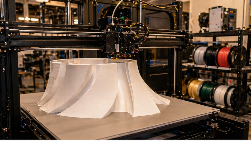 Large format 3D printed master used for custom foam molds and construction form work